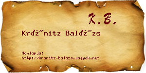 Kránitz Balázs névjegykártya