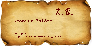 Kránitz Balázs névjegykártya